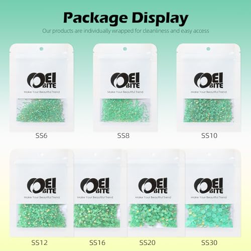 Image of F Green Flatback Rhinestones, Glass Rhinestones for Nail Art and Craft, Glue Fix, Loose Crystal Gemstones(F Green, SS8, 1440pcs, 2.3-2.5mm)