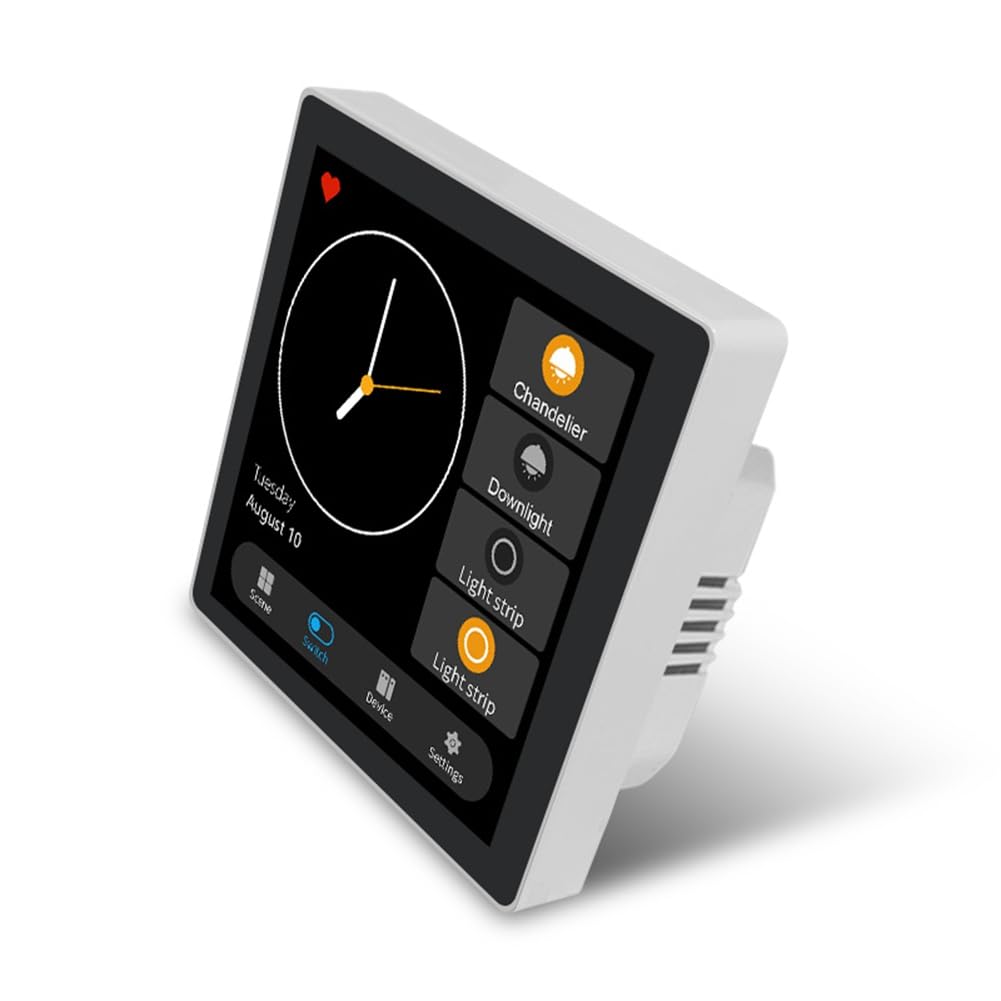 Tuya Smart Home Multiple Zigbee Smart Home Panel de Control Panel de Interruptores de 4 Pulgadas Control de Pantalla TáCtil en la Pared -Enchufe de la UE