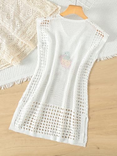 Milumia Girl's Crochet Swim Cover Up Strawberry Sleeveless Short Coverup Dress Beachwear2