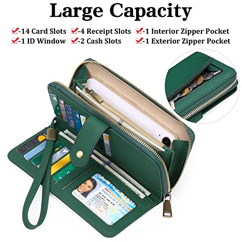 Image of GAEKEAO RFID Leather Wristlet Wallet for Women with Grip Strap