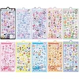 CHALAN 立体シール 【10枚 約500点】 子供 ご褒美 デコシール かわいい ぷっくり デコレーション DIY用 手帳 日記 可愛い キラキラ ステッカー 女の子 スマホデコ用 DIY 手芸 贈り物 10枚セット
