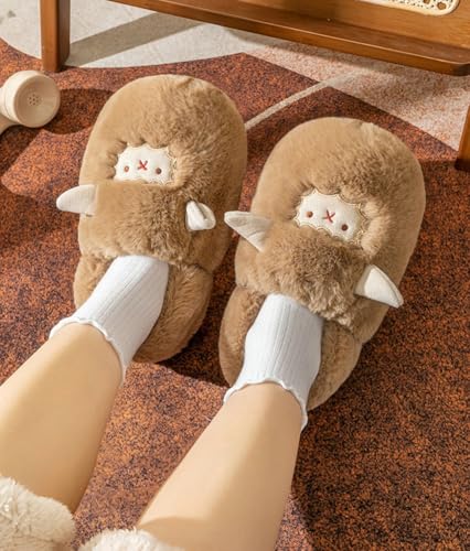 Niction Slippers for Women Comfortable Warm House Slippers with Anti-Skid Rubber Sole Cute Animal Slip on Shoes for Indoor and Outdoor3