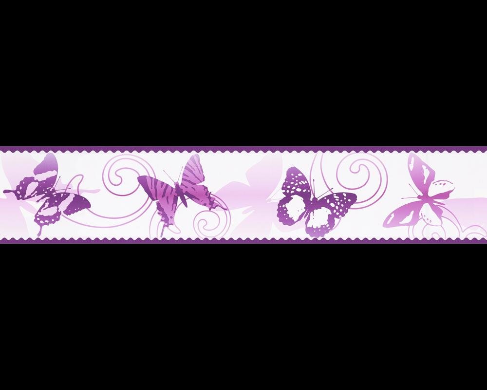 A.S. Création samoprzylepny pasek z motylami, 5 m x 10 cm, fioletowy Made in Germany 901224 9012-24