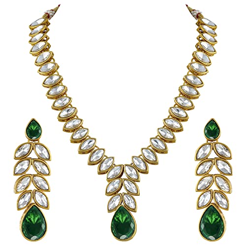Image of Peora Traditional Crystal Necklace & Jewellery Set Gift for Women