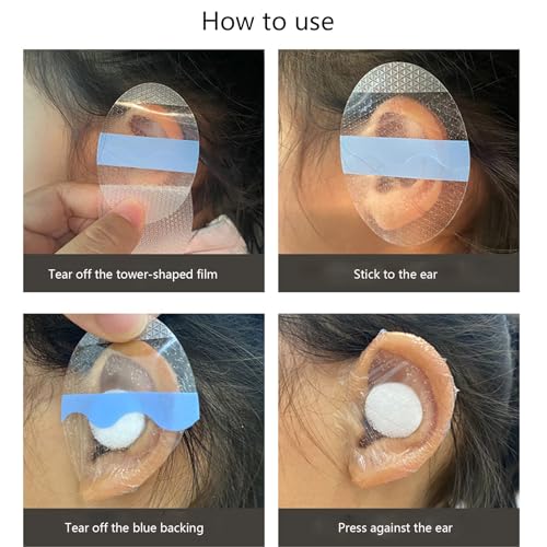 Image of 40PCS Silicon Baby Ear Covers with Cotton Ball, 3.2 * 2.1 Inches Waterproof Shower Cap Ear Protection for Kids, Ear Stickers for Bath Swimming (Cotton ellipse)