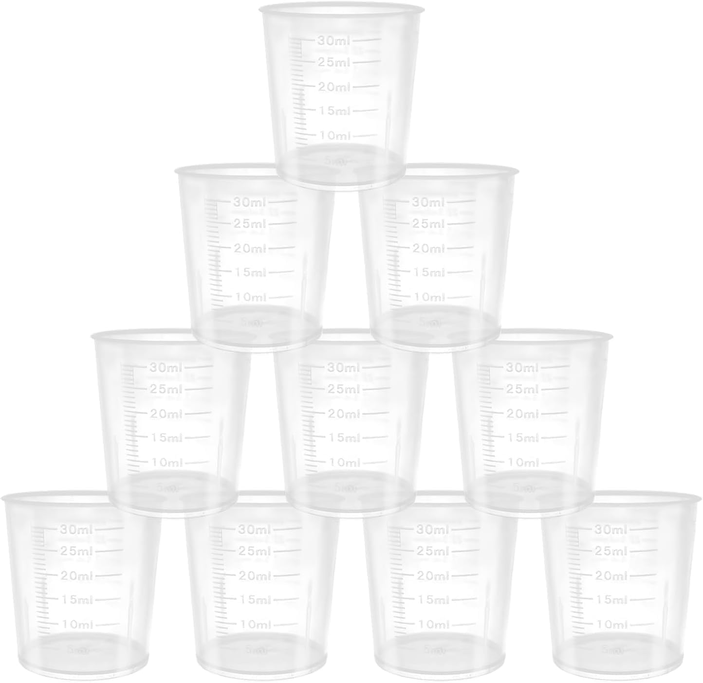 SENRISE 10 Pack Clear Plastic Measuring Cups, 1oz Mixing