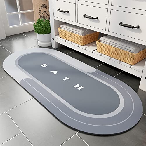 Image of MontVoo-Bath Mat Rug-24 inchx48 inch Innovative Bathroom Runner Rug Mat Super Absorbent Quick Dry Rubber Backed Dirt Resistant Bath Rugs Mats for Bathroom Non Slip Blue Bathroom Rug for Shower Sink Bathtub