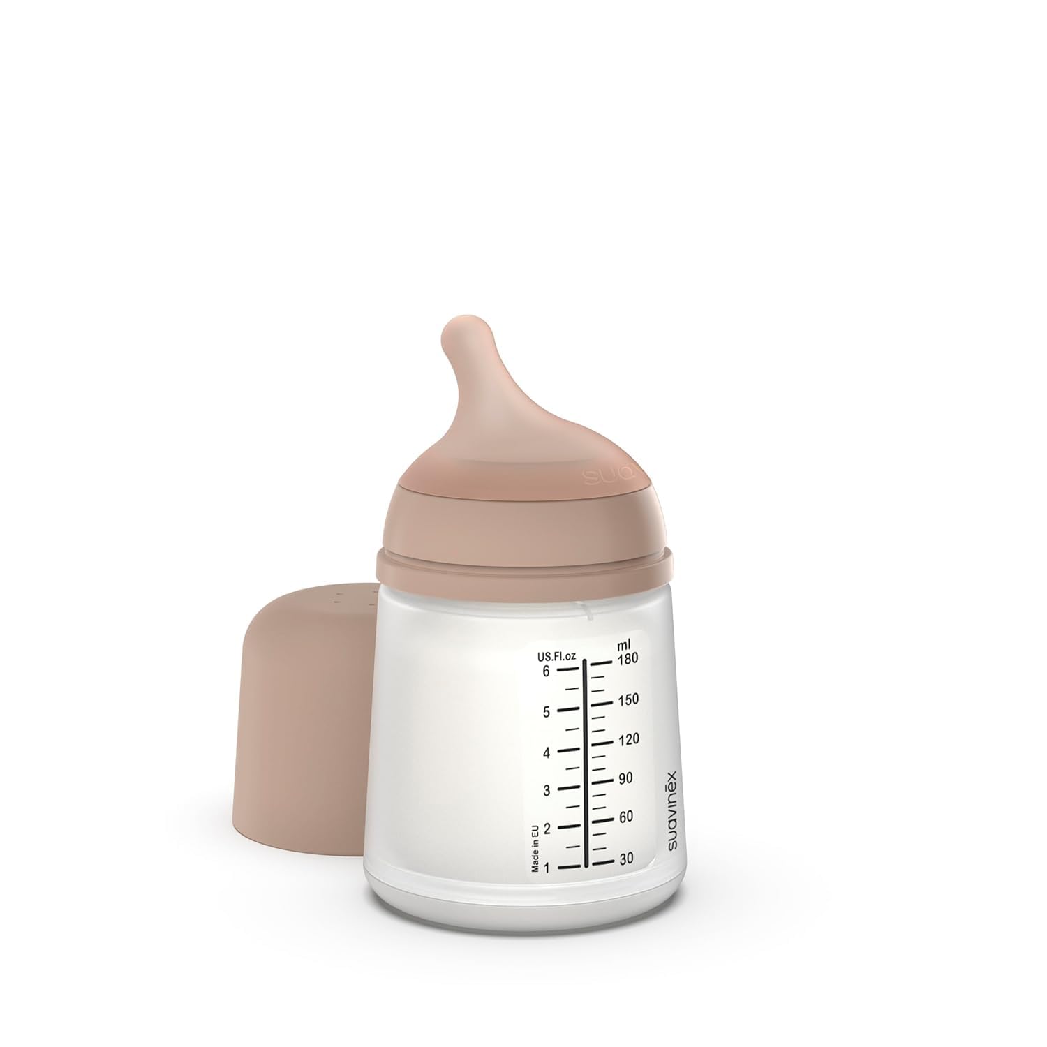 SuavinexZero Zero Anti Colic Baby Bottle, No 1 Spanish Baby Bottle Brand, Minimize Bottle Rejection & Nipple Confusion, Perfect for Breastfeeding Babies, 6oz/180mL, Medium Tone, Adaptable Flow Nipple