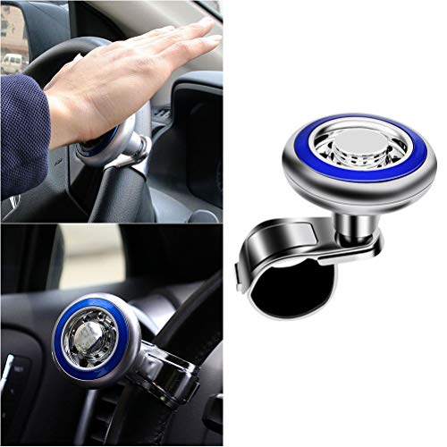 Vosarea Metal Steering Wheel Assistive Ball Car Spinner Steering Wheel Knob (Carbon Fiber) (Blue) #TOP1