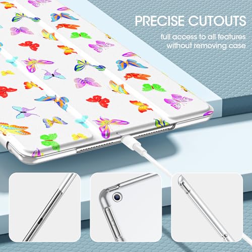 Image of ProCase for iPad 9th / 8th / 7th Generation Case 10.2 Inch (2021 /2020 /2019 Release), 10.2 iPad Case 9th / 8th / 7th Gen Cover, Slim Smart Cover with Translucent Hard Shell Back -Butterfly