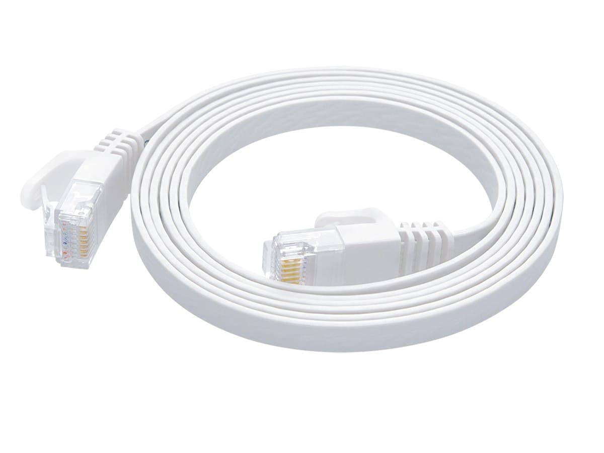 Monoprice Cat6 5ft White Flat Patch Cable UTP 30AWG 550MHz Pure Bare Copper Snagless RJ45 Flexboot Series Ethernet Cable - Image 3