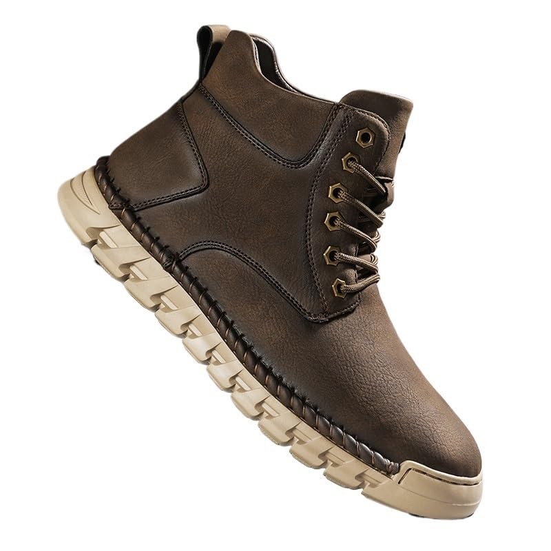 Shoes Men's Warm High-top Non-slip Leather Boots Comfortable Thick-soled Lace-up Oxford Shoes Men Versatile Casual Shoes for Travel Outdoor Activities