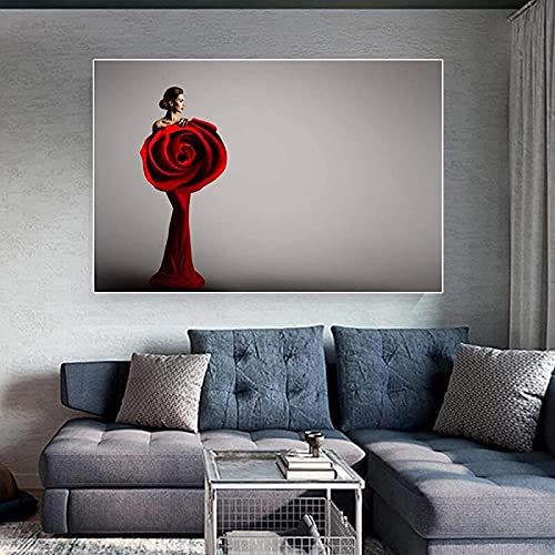 Kunstwerk Schilderij 15,7 x 23,6 inch (40 x 60 cm) geen frame Creatieve Rose Bloem Canvas Schilderij Karakter Kunst Muur… - Image 5