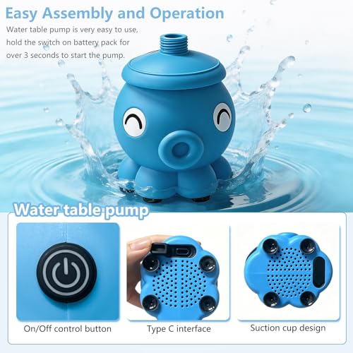 Image of Rechargeable Water Table Pump,Kids Sand Water Play Pump,3 Spray Modes,Compatible with Most Outdoor Toddler Activity Table on Market,IPX7 Waterproof Design,Lovely Octopus Water Pump
