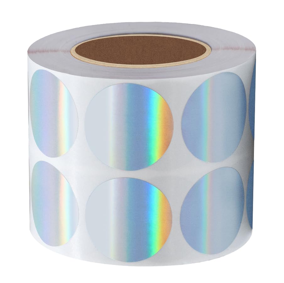 1000pcs Holographic Circle Stickers Shinny Rainbow Labels 1 inch Round Color Coding Unprintable Metallic Silver Labels for Organizing Inventory - Mysuevin