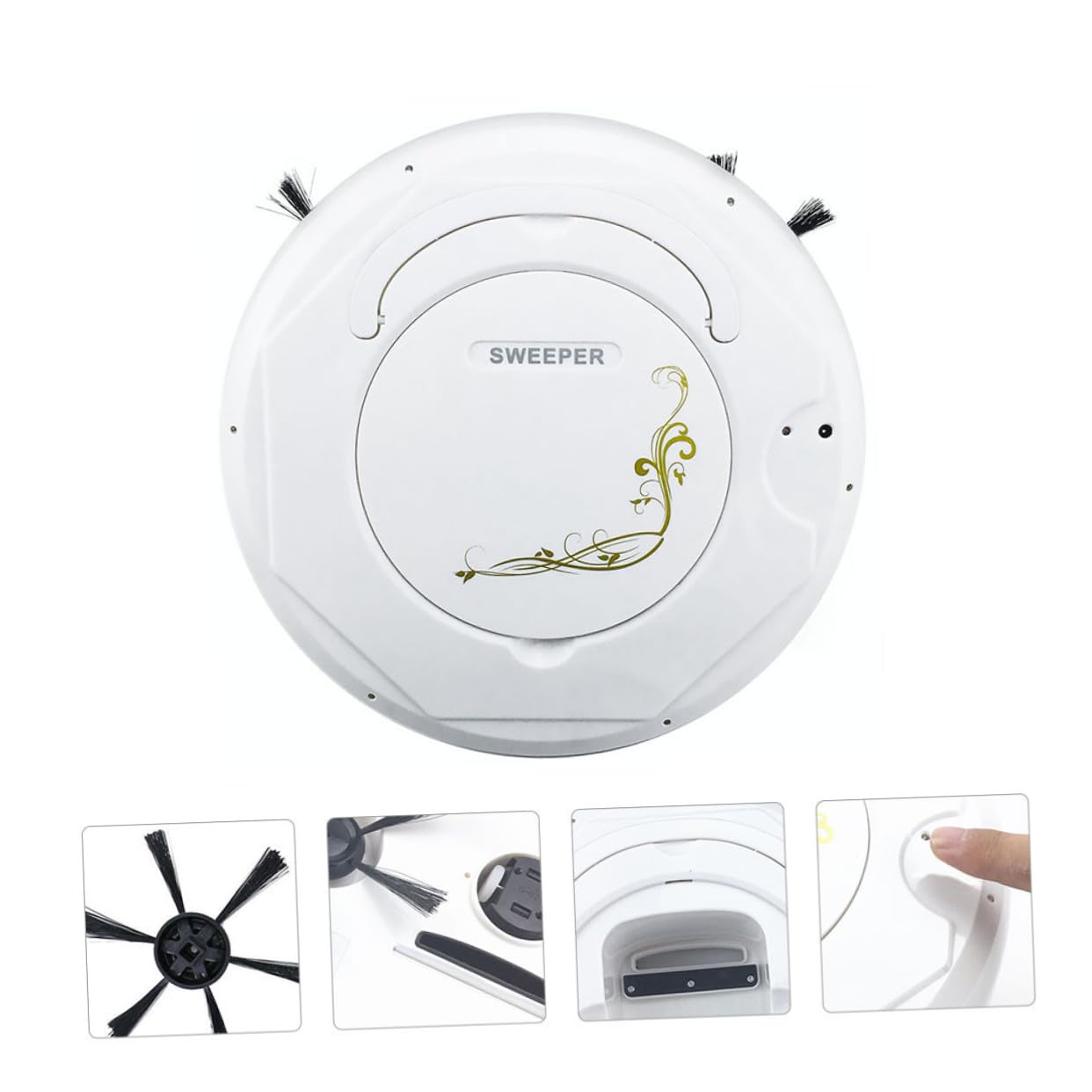 FUOYLOO Intelligenter Saugroboter mit Wischfunktion, USB Ladefunktion, Weiß | Kunststoffgehäuse, Starke Saugleistung, Leichtes Gerät, für Haushaltsreinigung im Innenbereich