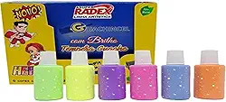 Tinta Guache, Radex, 18 ml, Com Pincel, 6 Cores com Brilho