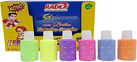 Tinta Guache, Radex, 18 ml, Com Pincel, 6 Cores com Brilho