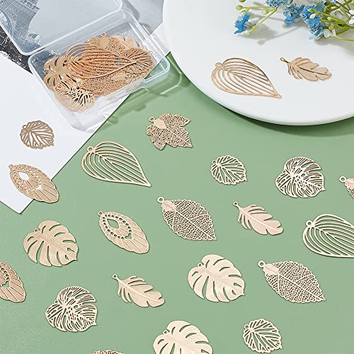 PH PandaHall 32pcs 8 Style Tree Leaf Charms - Image 4