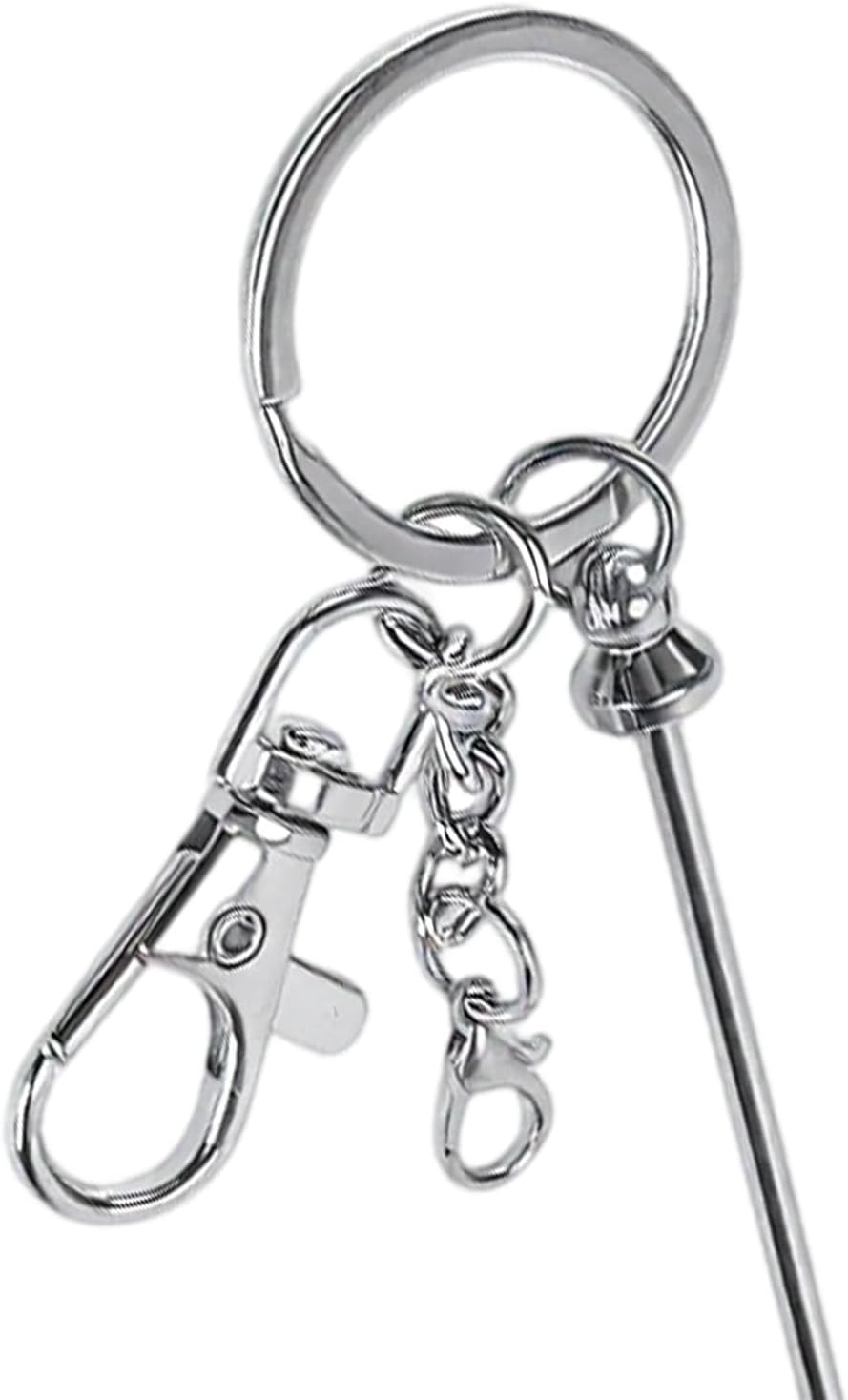 JAPCHET 50 PCS Beadable Keychain Bars, Silver Beaded Keychains, Blank Beadable Items Accessories Keychain Bar for Beads DIY Pendant Key Chain Making Supplies