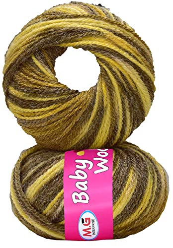 Image of M.G ENTERPRISE Premium Wool 100% Acrylic Wool Multi Mustard (12 pc) Baby Wool M /G Wool Ball Hand Knitting Wool /Art Craft Soft M /G Fingering Crochet Hook Yar PE