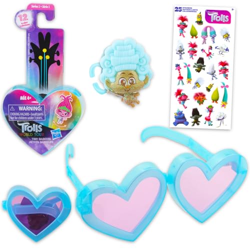 Trolls Sunglasses and Mini Figure Blind Bag - Tiny Dancer Bundle with Foldable Sunglasses, Rings, and More | Trolls World Tour Accessories for Kids