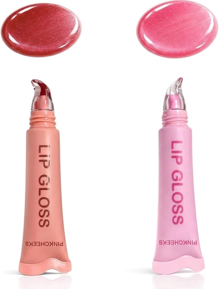 Jelly Crystal 2-Piece Peptide Lip Glaze Set | Korean Fruit Tube Plumping Lip Gloss Oil Balm | Hydrating High-Shine Plum & Pink Liquid Lip Color for Girls & Women-image-4