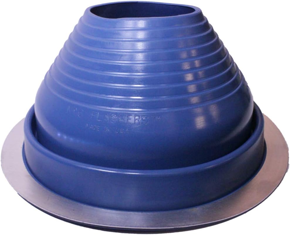Flashers #6 Blue EPDM Flexible Roof Jack Pipe Boot Metal Roofing Pipe Flashing (Pipe OD 5 to 9)