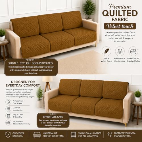 Image of Homerz Premium Petal Charm Sofa Cover | Embossed Floral Pattern | Soft Touch, Anti-Dust & Easy Wash Fabric Cloth, Washable and Durable (Mustard, 6(3+2+1) Seater, Seat Cover with Backrest)