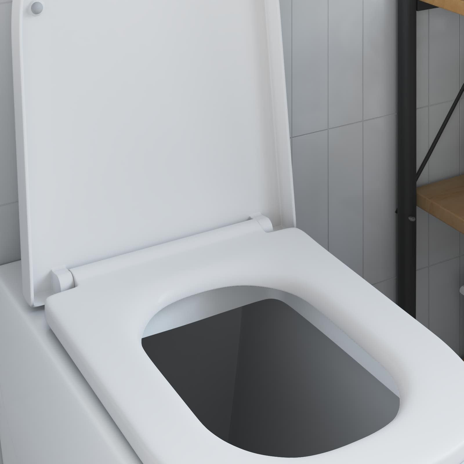 Sedile WC bianco, 47,5 x 35 x 3,6 cm, in duroplast, moderno sedile WC con linee pulite, resistente e durevole, facile da montare, per interni