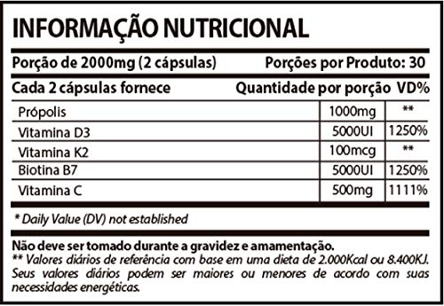 Imuno Pro 60 Caps 1000 mg Sunfood Vitamina D3 Vitamina K2 Biotina Vitamina C
