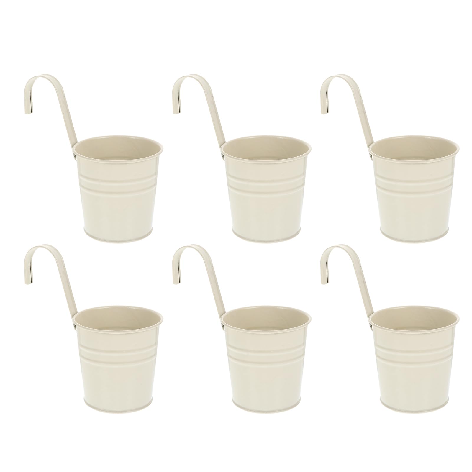 Cabilock Lot de 6 Pots de Fleurs Suspendus en métal - avec Trou de vidange - en métal - pour la Maison, Le Jardin, Le Balcon - Beige