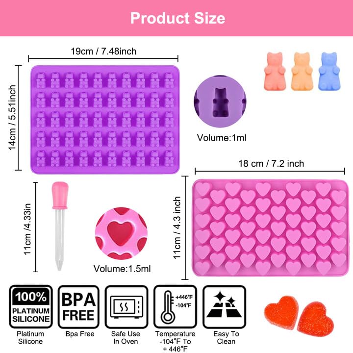 Palksky 4 Stampini Per Caramelle Gommose A Forma Di Frutta - Silicone Per Snack, Cioccolato, Ghiaccio - 4