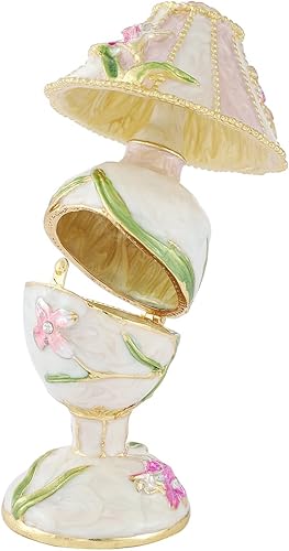 Miniatura 2 de Lámpara de mesa retro con forma de caja de baratija pintada a mano, pequeña caja de joyería de metal, caja de recuerdo de metal, regalo de esmalte