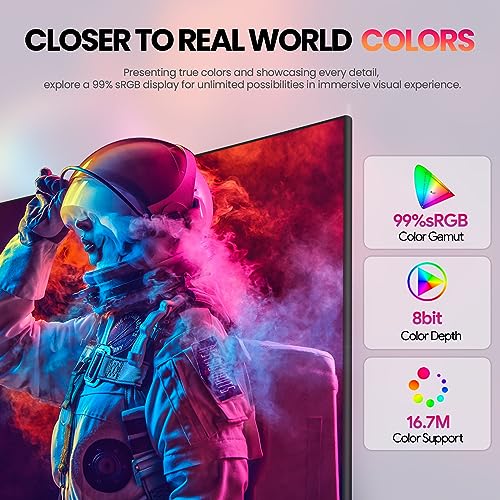 CRUA 24 Inch Curved Monitor, FHD(1920×1080p) 100HZ 99% sRGB Computer Monitors, LED Filter Blue Light 178° Wide Viewing Angle PC Monitor for Home, Office and Dormitory(HDMI, VGA)-White - Image 6