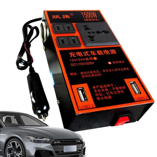 Inversor De Cargador - Inversor De Convertidor De Voltaje De Coche | Cargador De Coche De Carga Rápida DC 12/24 V AC 110/220 V | Cargador De Coche 3 Enchufes Y 2 Puertos USB para Afeitadoras