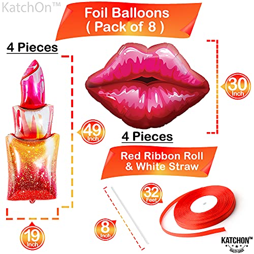 Image of KatchOn Giant Red Lip Balloons Set - 49 Inch Pack of 8 | Kiss & Lipstick Balloons | Pride Balloons for Pride Decorations | Spa Party & Girls Party Decorations