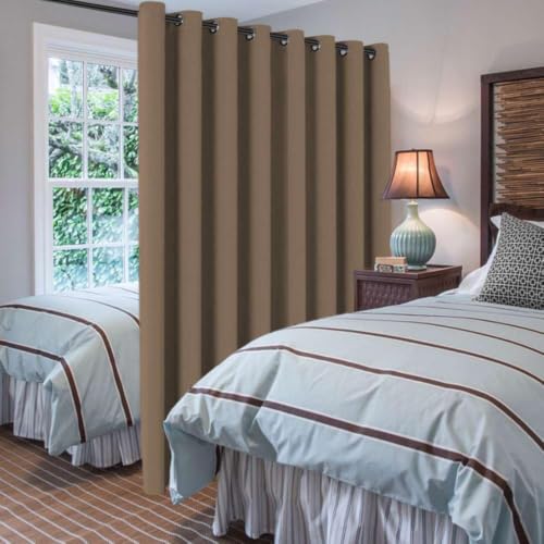Image of H.VERSAILTEX Blackout Patio Curtains 100 x 90 Inches for Sliding Door Extral Wide Blackout Curtain Panels Thermal Insulated Room Divider - Grommet Top, 7.5' Tall by 8.3' Wide - Macchiato