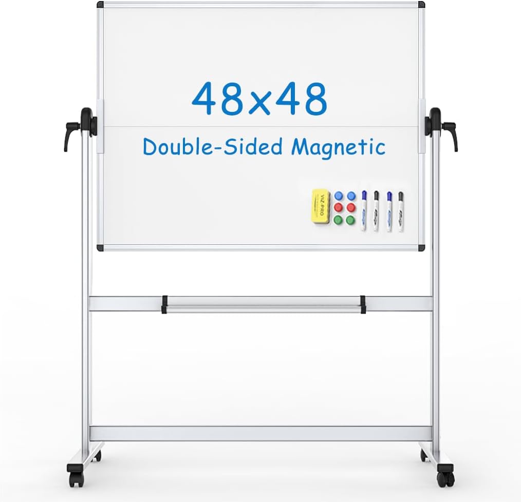 maxtek 72 x 40 Double Sided Rolling Whiteboard, Mobile