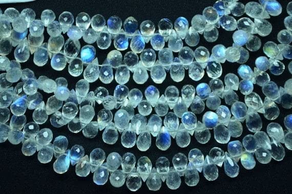 Pierre de lune véritable en goutte facettée de 6-7mm pour réparer et sublimer vos colliers