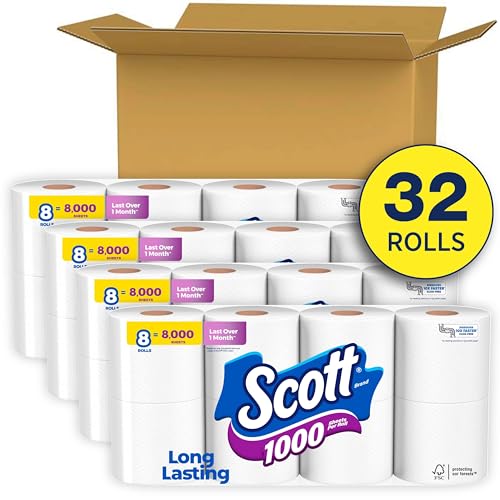 scott 1000 toilet paper 32 rolls septic-safe 1-ply toilet tissue