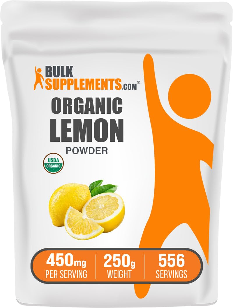 Product image of BulkSupplements.com Organic Lemon Powder - Natural Vitamin C Source, Fruit Powder, Lemon Flavoring - Gluten Free, 450mg per Serving, 250g (8.8 oz) (Pack of 1)