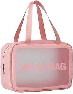 مجموعة شنط مكياج شفافة للنساء من هوميرا مكونة من 3 قطع لتنظيم ادوات الزينة ومستحضرات التجميل، شنط جلدية مقاومة للماء بمقاسات صغيرة ومتوسطة وكبيرة