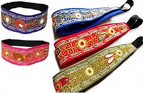 Six Wholesale 6 Pack Headband Assorted Color Pattern Peru Cotton Embroidered Lot003773