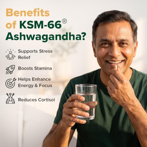 Image of VAHDAM KSM-66 Ashwagandha Capsules | 600mg Root Extract, 5% Withanolides | Supports Stress, Cortisol & Stamina | 60 Veg Capsules