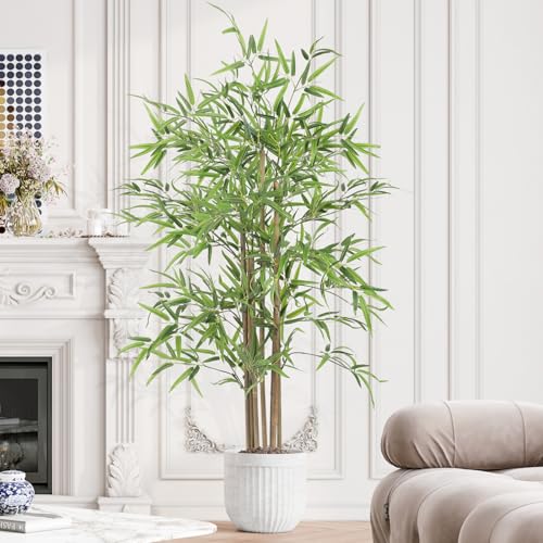 Dripex 150CM Artificial Bamboo Tree 5FT Tall Faux Silk Plant for Home Office Indoor Outdoor Decor Fake Bamboo Tree with Lifelike Leaves
