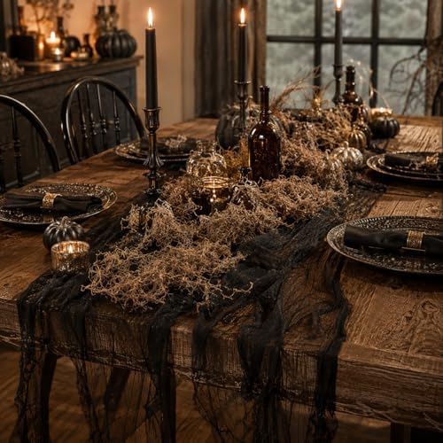 4 Pcs Gothic Halloween Tablescape Set, Moody Haunted House Decor