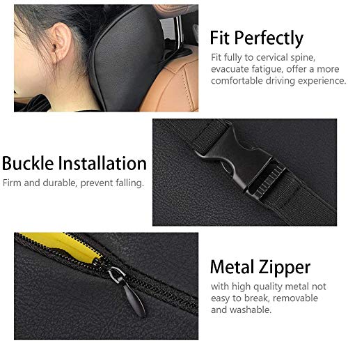 Image of obliq Memory Foam Car Headrest Cushion, Neck Rest Seat Pillow for Pain Relief, Ergonomic Cervical Support for All Cars (Black - Pair)