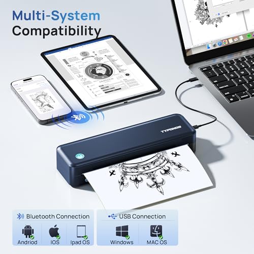 Image of Portable Printers, D820 Wireless Bluetooth Printers 8.5 inchx11 inch US Letter Size, Receipt Printers for Home Use Suitable for Phone & PC (Blue)