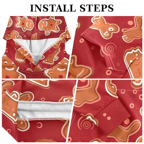 Kids Hoodies Sweaters Christmas Gingerbread Man Hooded Sweatshirts with Big Pockets for Boys Girls B04004093